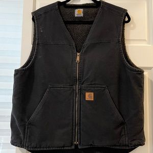 Carhartt Washed Black Sherpa lined Vest